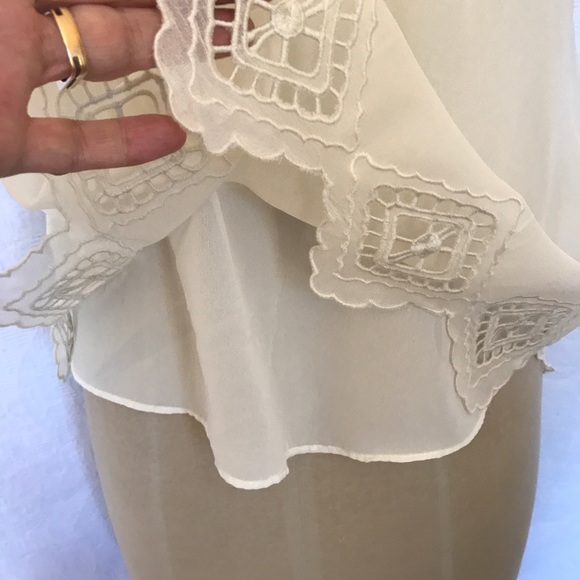 Marc Jacobs Sm ivory silk embroidered blouse EUC - Picture 6 of 8